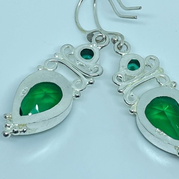 Sterling Silver Jeweled Dangle Earrings - Picture 14 of 17